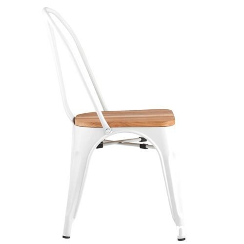 Tolix Dining Chair Glossy White Wood Board