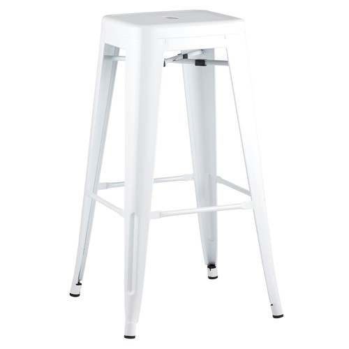 Tolix bar stool metal white durable footrest