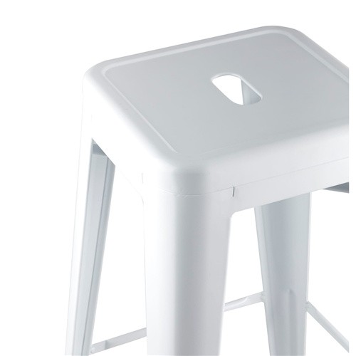 Tolix bar stool metal white durable footrest