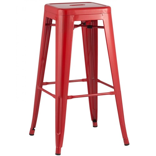 Tolix bar stool metal red durable footrest