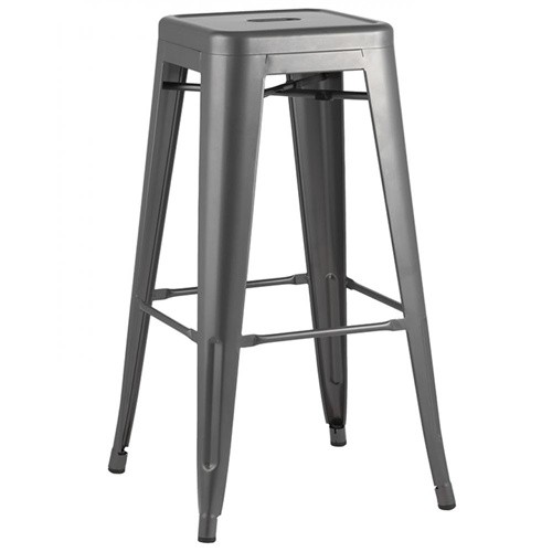 Tolix bar stool metal silver durable footrest