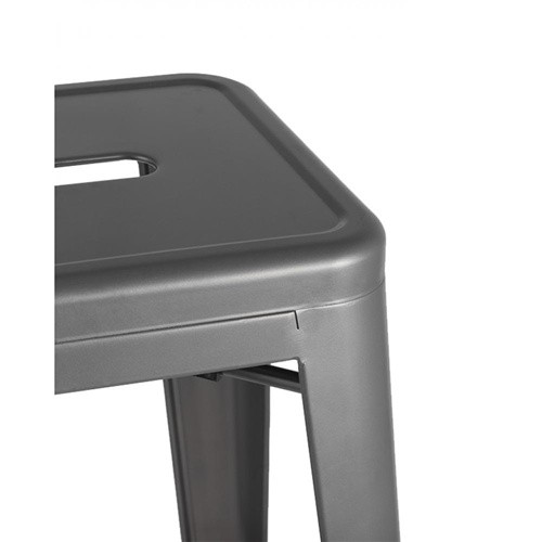 Tolix bar stool metal silver durable footrest