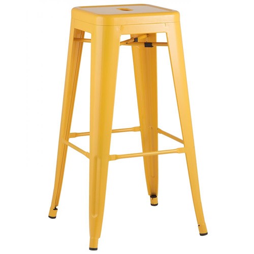 Tolix bar stool metal yellow durable footrest