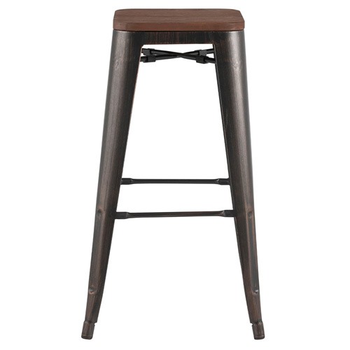 Tolix bar stool gold painted metal wood board footrest