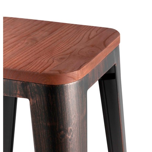 Tolix bar stool gold painted metal wood board footrest