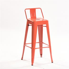 Tolix bar stool orange metal durable footrest and backrest