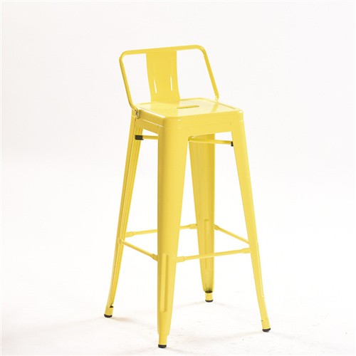 Tolix bar stool yellow metal durable footrest and backrest