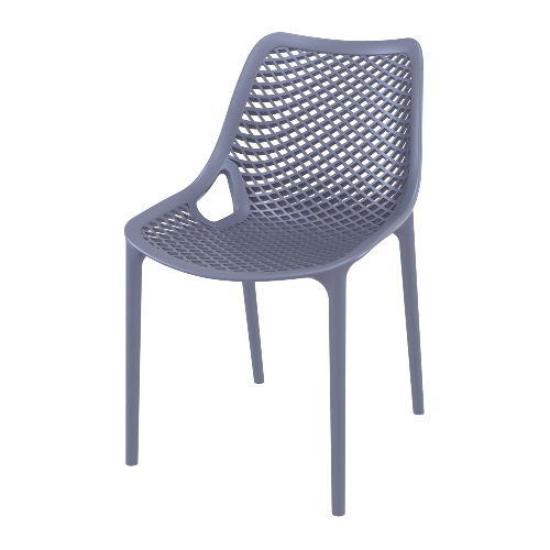 Polypropylene chair grey hollow out stackable kitchen dining cafe