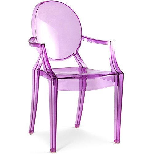 Ghost Chair with Armrest Purple Transparent