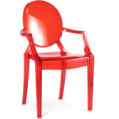 Ghost Chair with Armrest Red Transparent