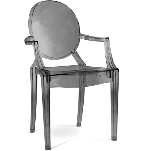 Ghost Chair with Armrest Gray Transparent