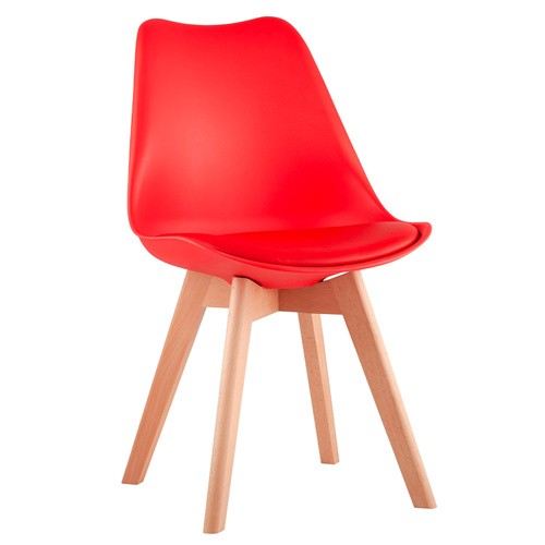 Red pp dining chair with beech wood leg