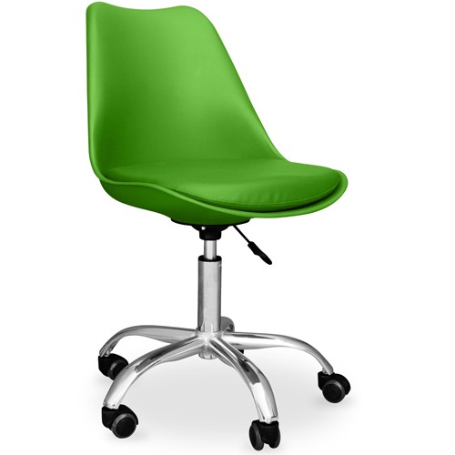 Green Tulip swivel office chair with wheels