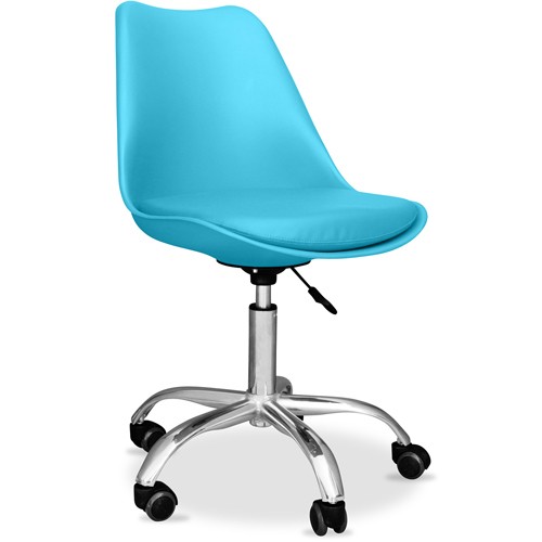 Sky Blue Tulip swivel office chair with wheels