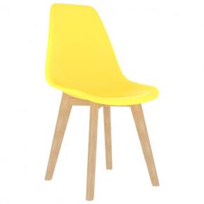 Yellow PP Dining Chair Scandinavian Design Wooden Leg