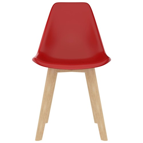 Red PP Dining Chair Scandinavian Design Wooden Leg