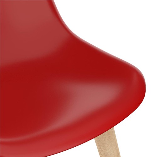 Red PP Dining Chair Scandinavian Design Wooden Leg