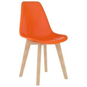 Orange PP Dining Chair Scandinavian Design Wooden Leg