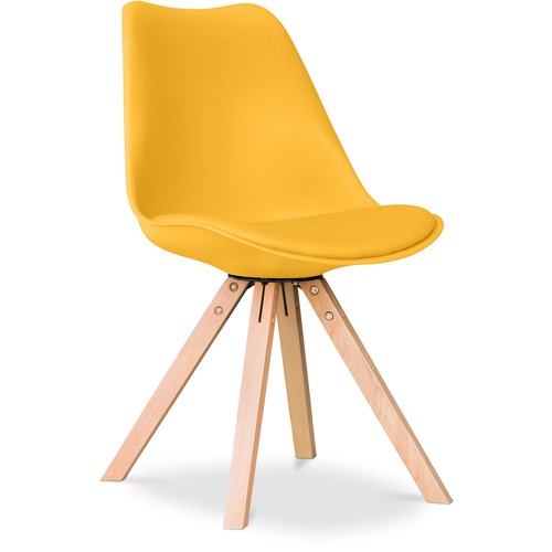 Scandinavian design yellow polypropylene chair with Cushion