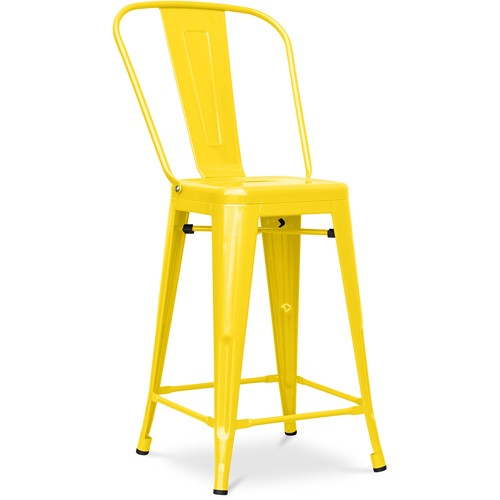 Tolix A Bar Stool With backrest and footrest yellow