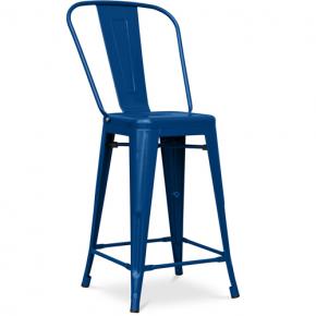 Tolix A Bar Stool With backrest and footrest Dark Blue