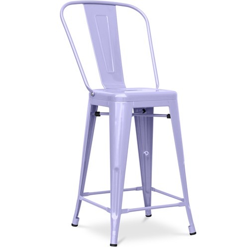 Tolix A Bar Stool With backrest and footrest Light Purple