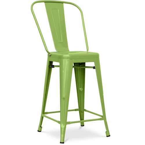 Tolix A Bar Stool With backrest and footrest Grass green