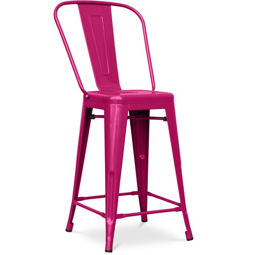 Tolix A Bar Stool With backrest and footrest dark purple