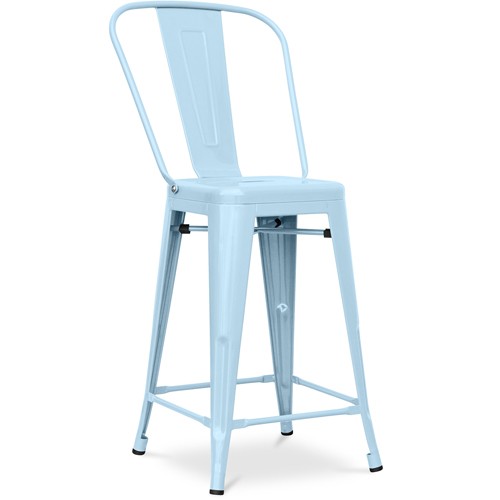 Tolix A Bar Stool With backrest and footrest light blue