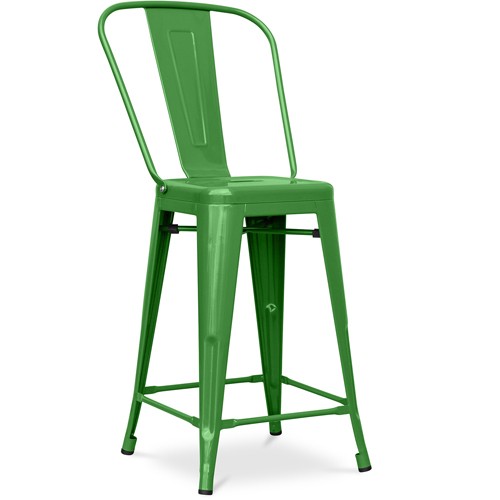 Tolix A Bar Stool With backrest and footrest green