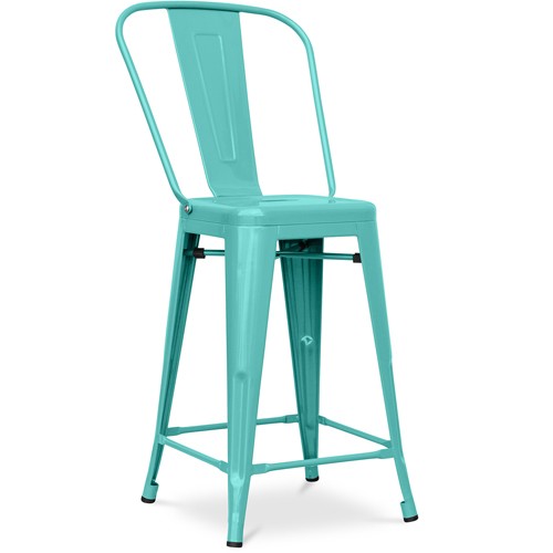 Tolix A Bar Stool With backrest and footrest teal