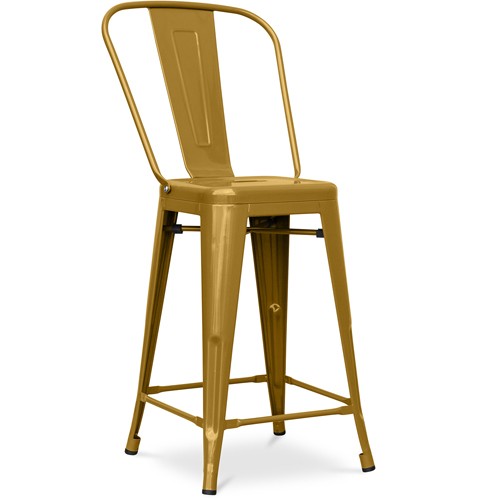Tolix A Bar Stool With backrest and footrest golden