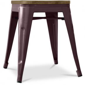 Coffee Color Bistro Metal Tolix Style stool with a wooden seat