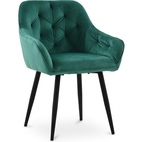 Dining Chair Accent Green Velvet Upholstered Nordic Retro Design Metal Legs 