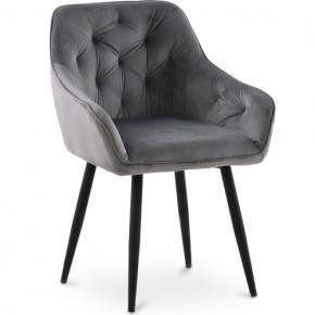 Dining Chair Accent Gray Velvet Upholstered Nordic Retro Design Metal Legs 