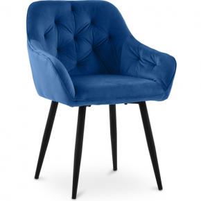 Dining Chair Accent Blue Velvet Upholstered Nordic Retro Design Metal Legs 