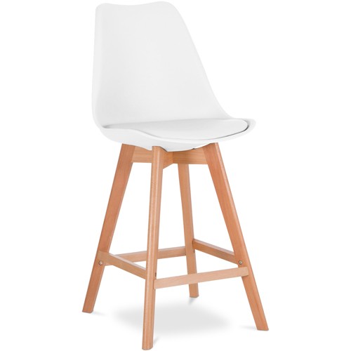 PP Bar Chair White Scandinavian Design Wooden Leg Cushioned