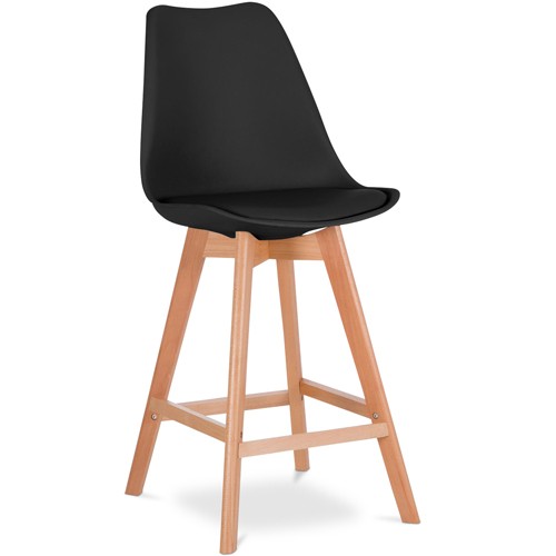 PP Bar Chair Black Scandinavian Design Wooden Leg Cushioned