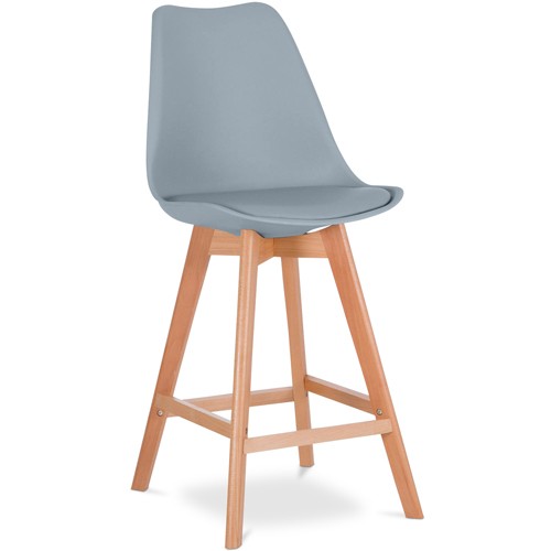 PP Bar Chair Light Gray Scandinavian Design Wooden Leg Cushioned