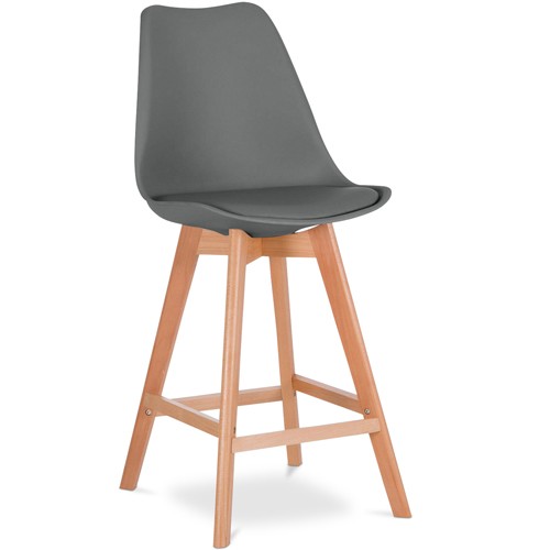PP Bar Chair Dark Gray Scandinavian Design Wooden Leg Cushioned