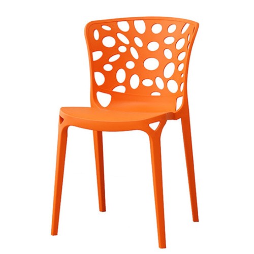 PP Chair Orange Stackable Hollow Out Durable