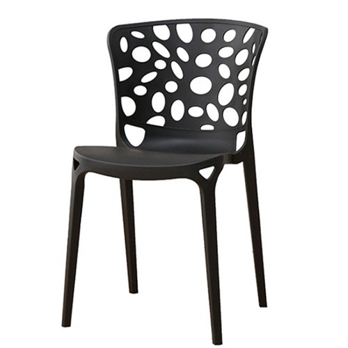 PP Chair Black Stackable Hollow Out Durable
