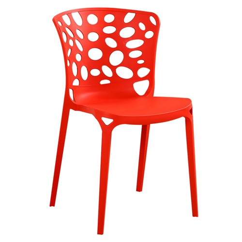 PP Chair Red Stackable Hollow Out Durable