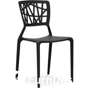 Viento PP Chair stylish hollow out stackable black plastic garden outdoor