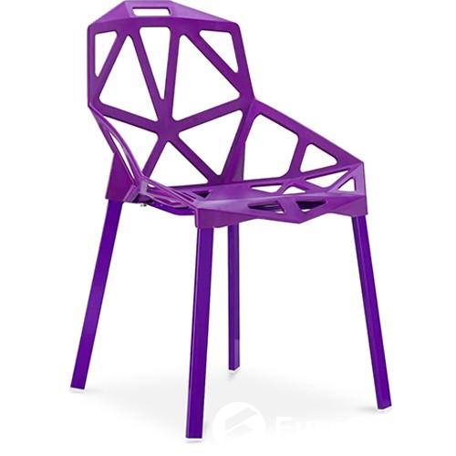 Polypropylene pp plastic chair purple hollow out metal leg dining cafe leisure