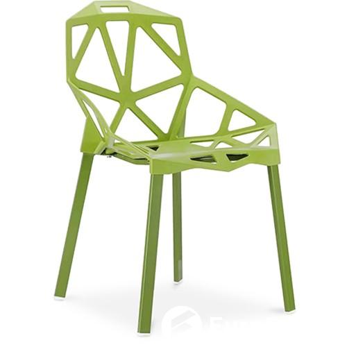 Polypropylene pp plastic chair green hollow out metal leg dining cafe leisure
