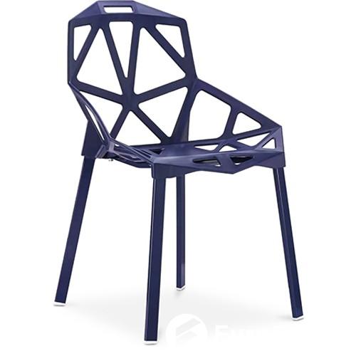 Polypropylene pp plastic chair dark blue hollow out metal leg dining cafe leisure