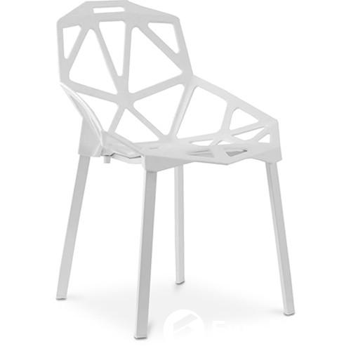 Polypropylene pp plastic chair white hollow out metal leg dining cafe leisure