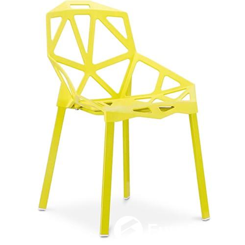 Polypropylene pp plastic chair yellow hollow out metal leg dining cafe leisure