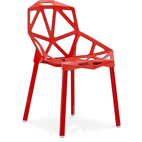 Polypropylene pp plastic chair red hollow out metal leg dining cafe leisure